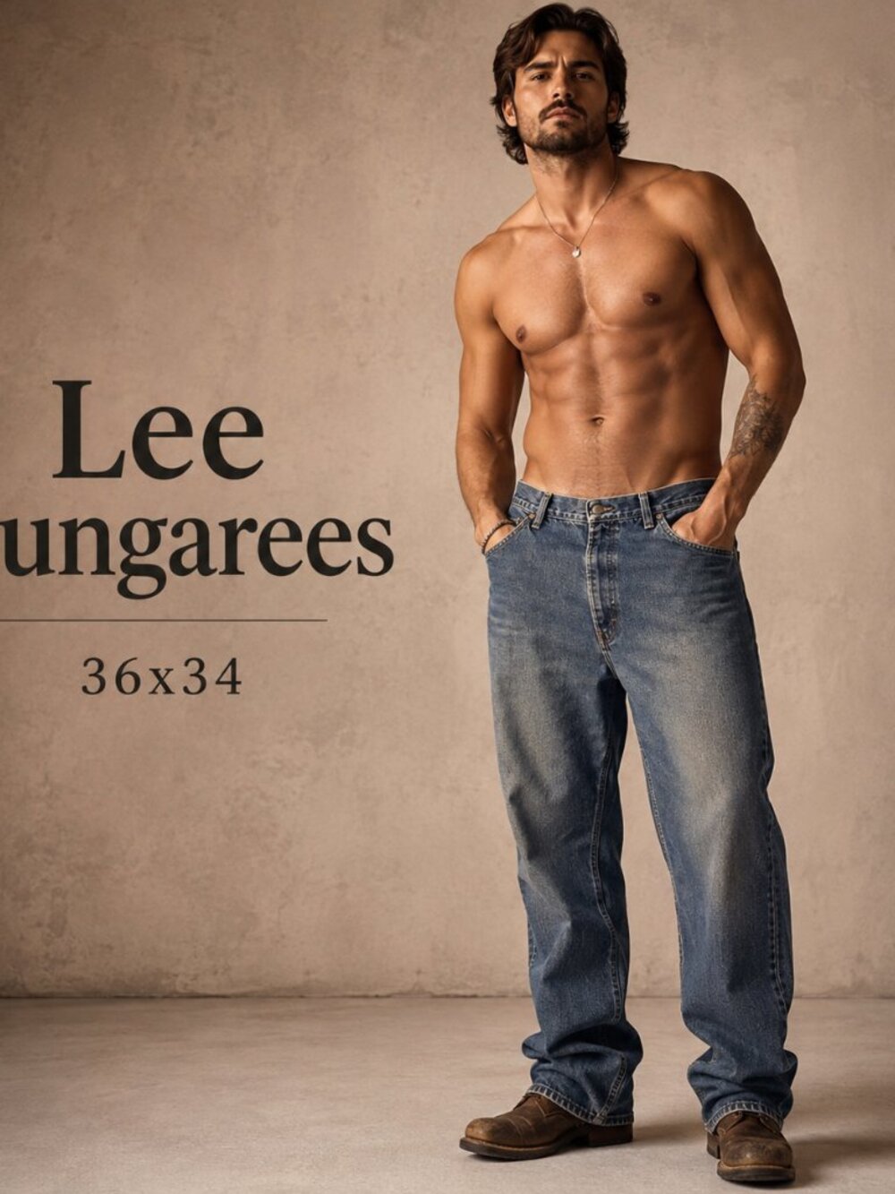 Vintage Y2K Lee Dungarees Buddy Lee Jeans 36x34 Baggy Wide Leg Denim
